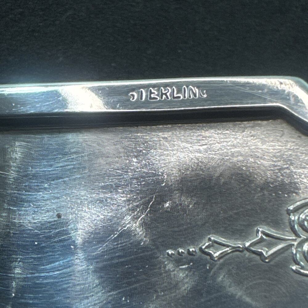 Sterling Silver Art Deco Compact with Finger Ring Chatelaine No Mono - Picture 10 of 16